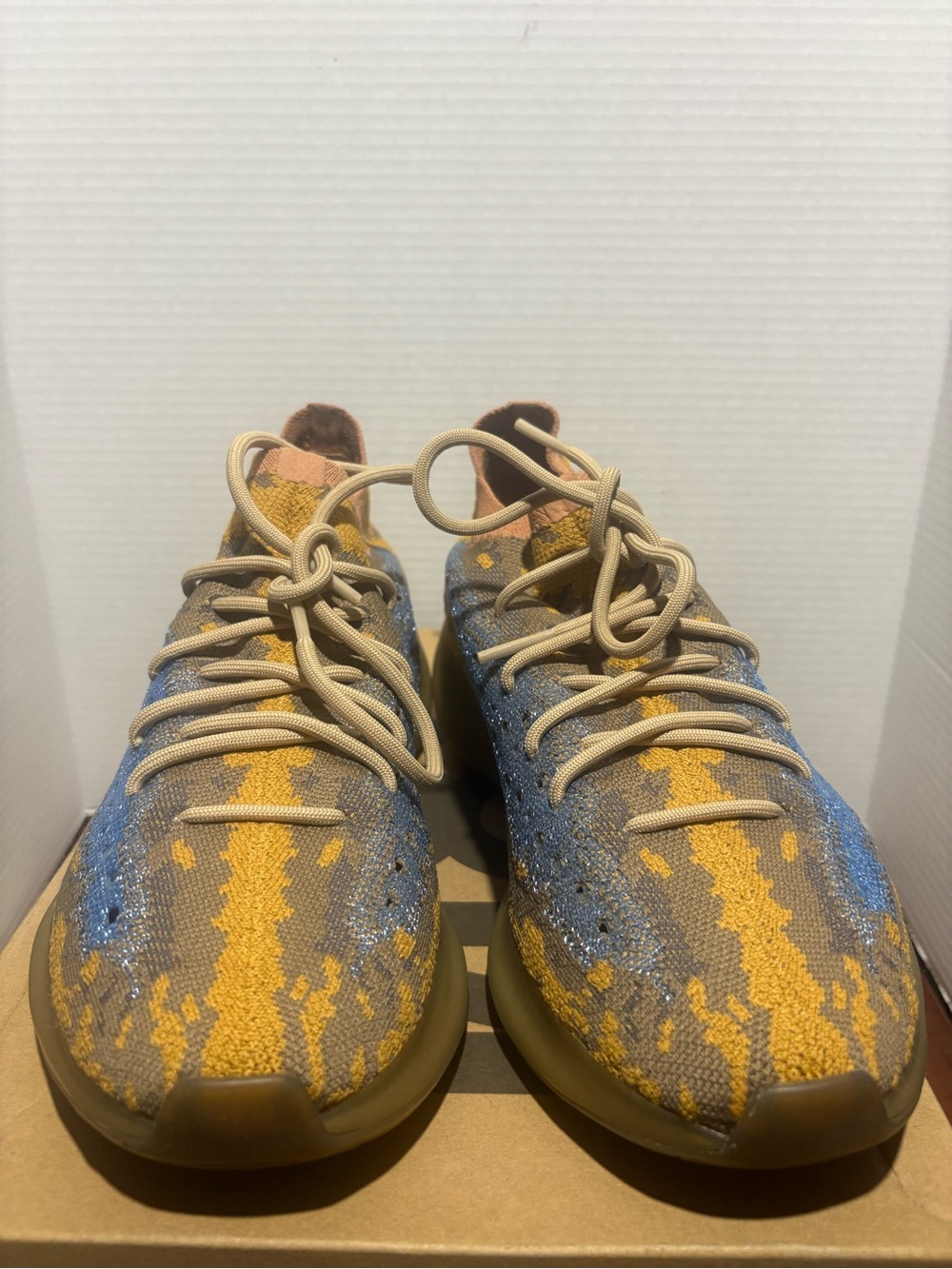 Yeezy 380 Multicolor Knit Sneakers - Yellow, Blue & Tan